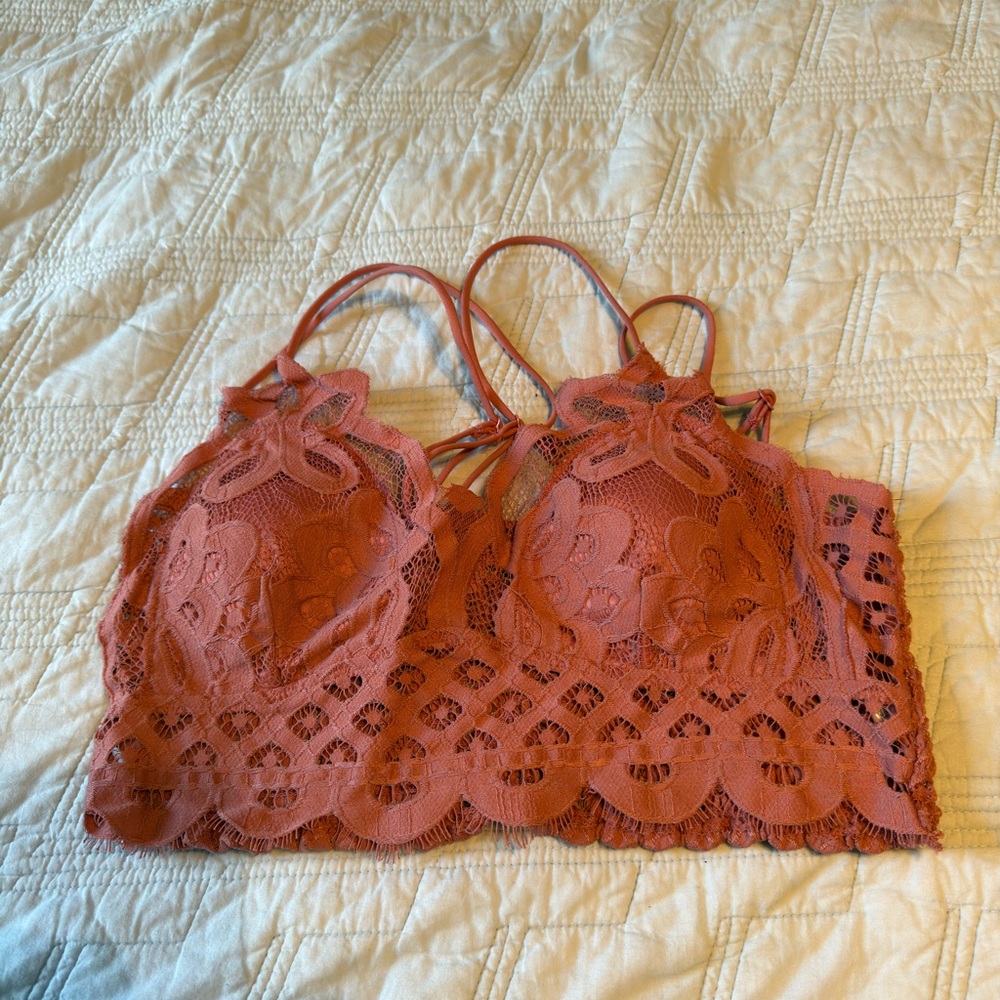 Lace Bralette in Rust Orange/Coral
